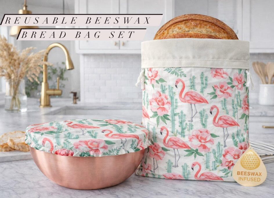 Reusable Beeswax Bread Bag Set Eco-friendly alternative to plastic wrap. Reusable, washable, and breathable.