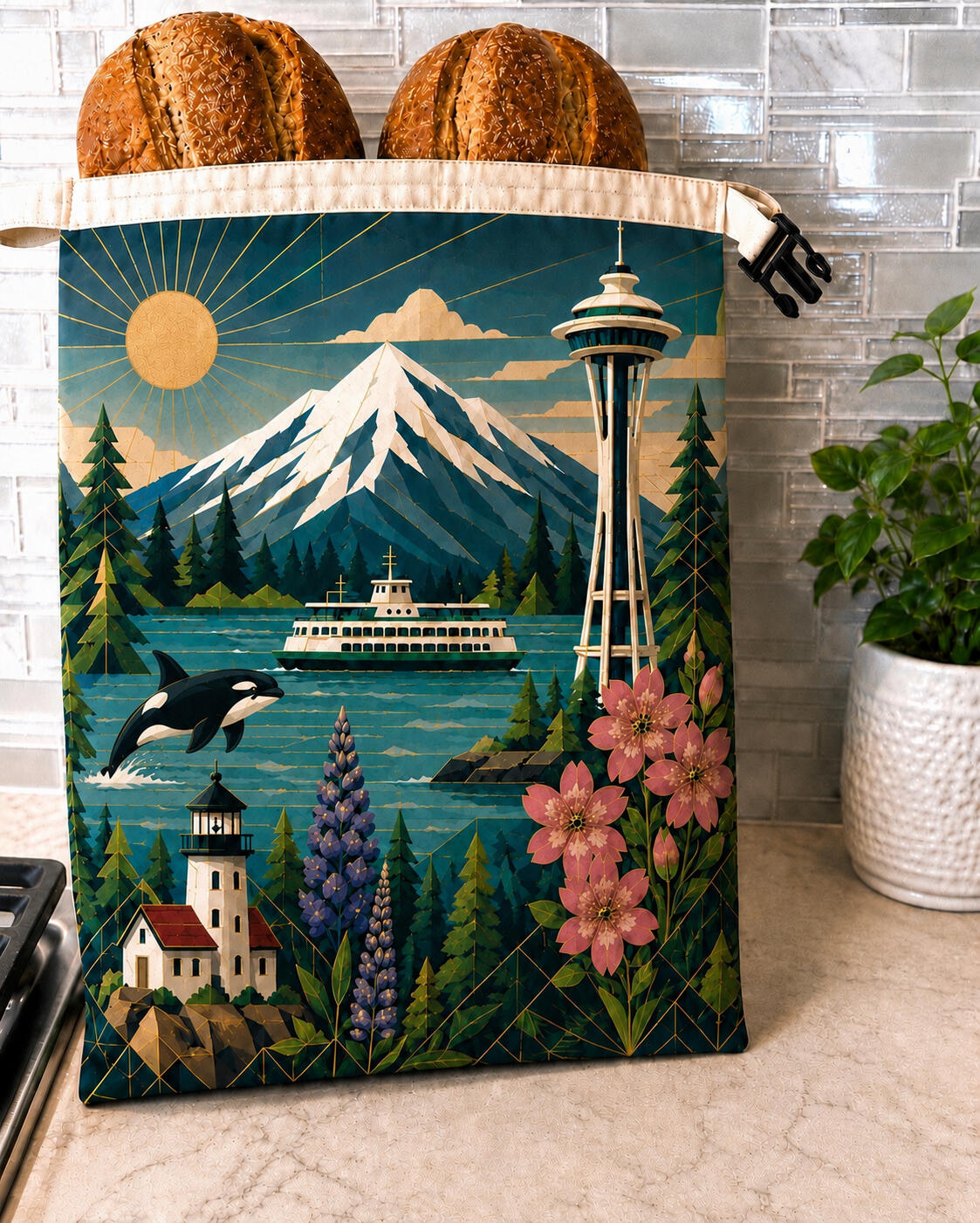 Reusable Beeswax Bread Bag Set Eco-friendly alternative to plastic wrap. Reusable, washable, and breathable.